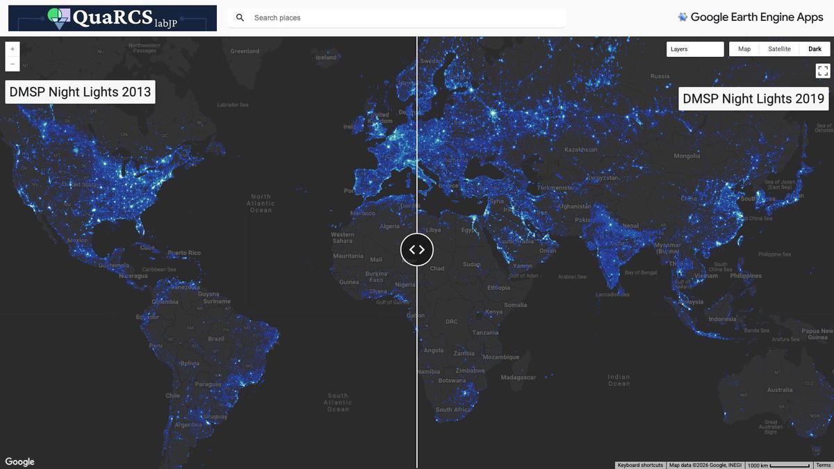 Dinámica espacio-temporal de las luces nocturnas: datos DMSP-extended