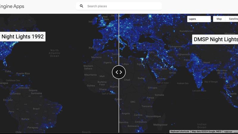 夜間光の時空間動態：DMSP補正済みデータ