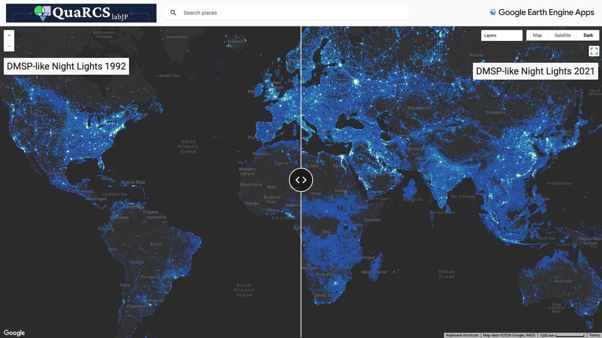 夜間光の時空間動態:DMSP-likeデータ