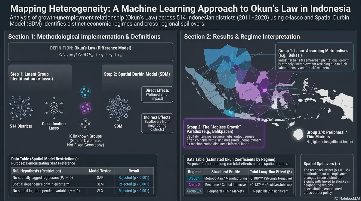 Okun's law and spatial regimes in Indonesia: A machine learning approach