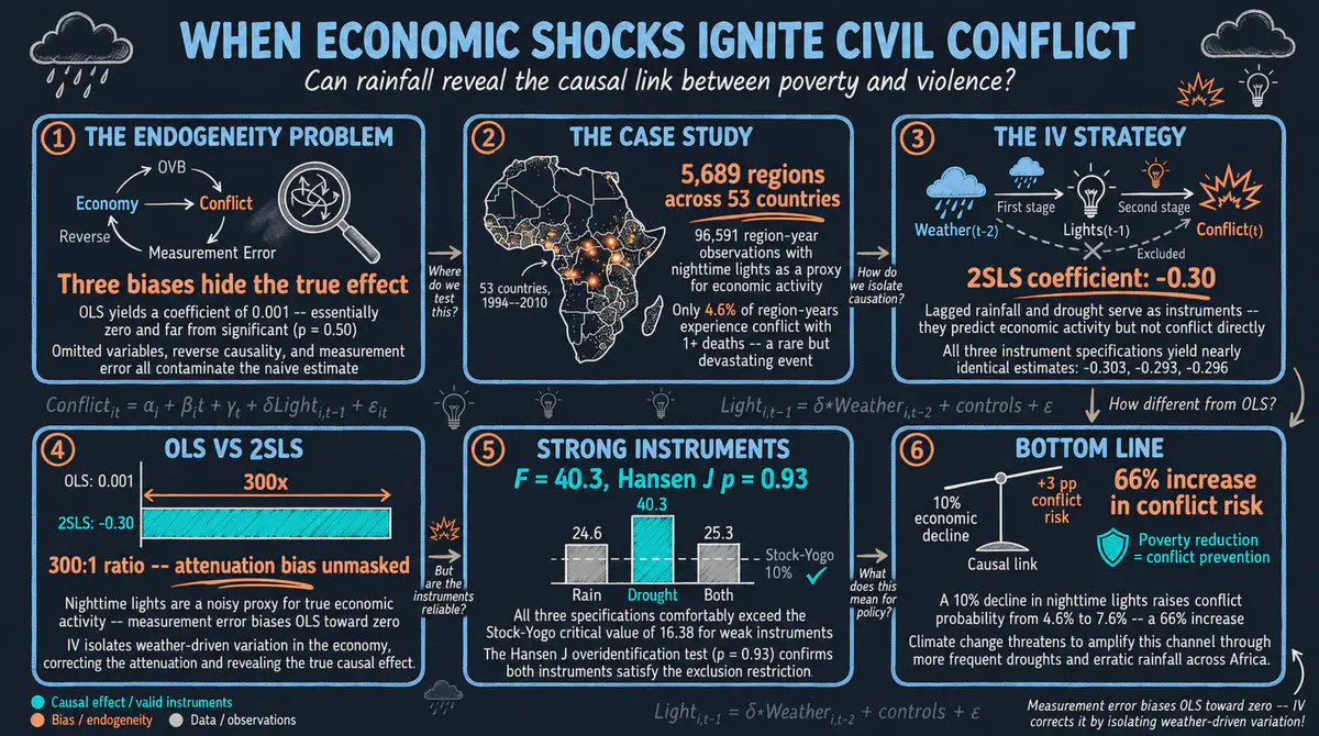 IV Estimation with Panel Data: Economic Shocks and Civil Conflict